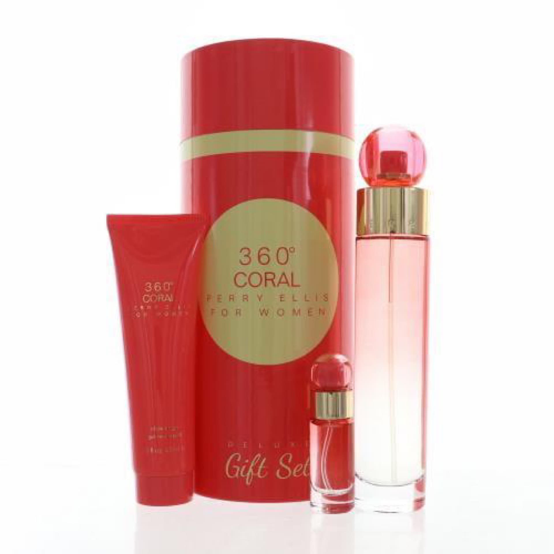 Set de regalo de 3 piezas Perry Ellis 360 Coral para mujer