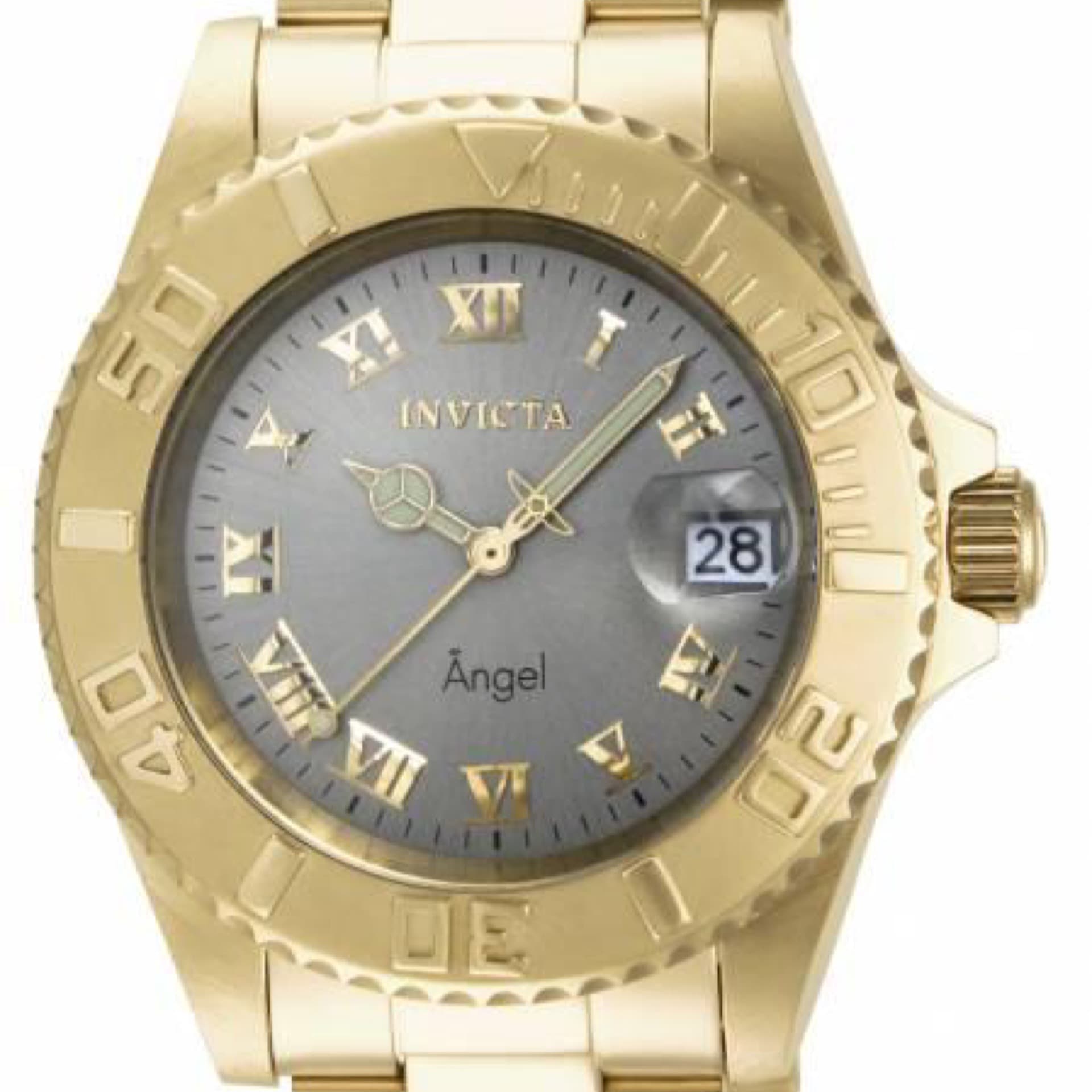 14366 Reloj Invicta Angel para mujer, con esfera gris carbón y chapado en oro amarillo, modelo 14366
