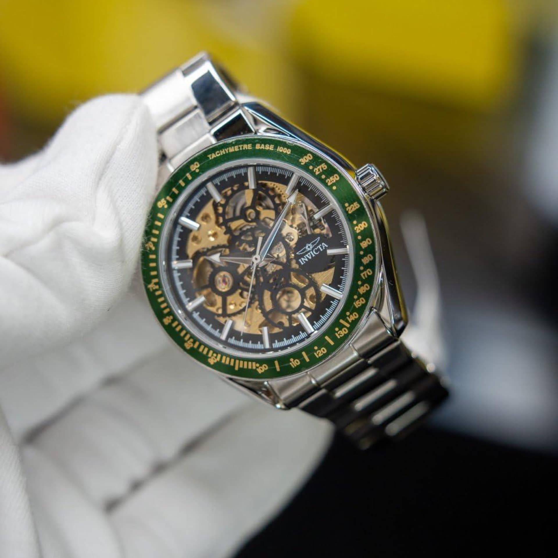 Invicta 69452 Objet D Art para hombre, 43 mm, acero inoxidable, esfera plateada y negra, SK008, automático