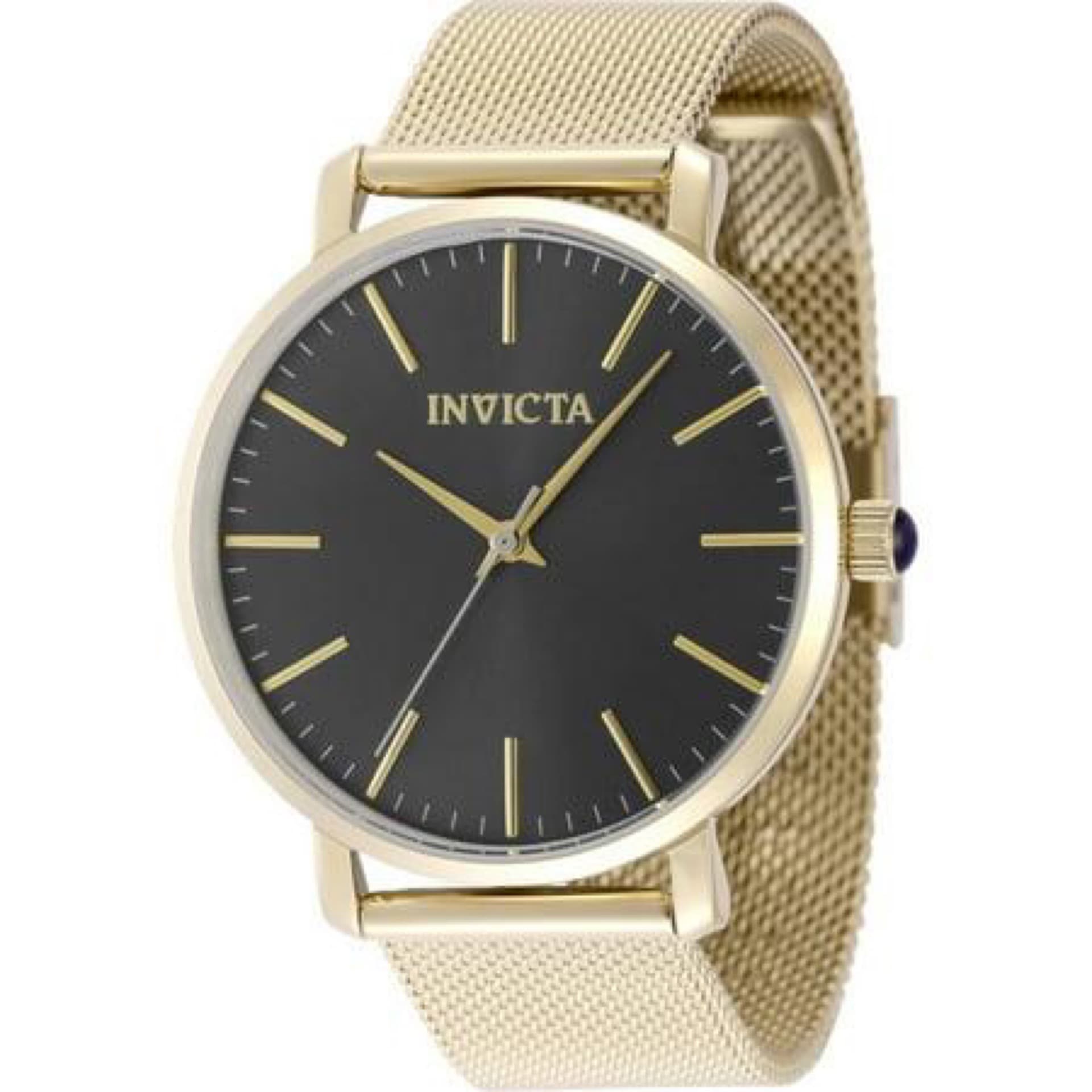 48845 Reloj Invicta para mujer, modelo S Angel, esfera negra, brazalete de oro amarillo