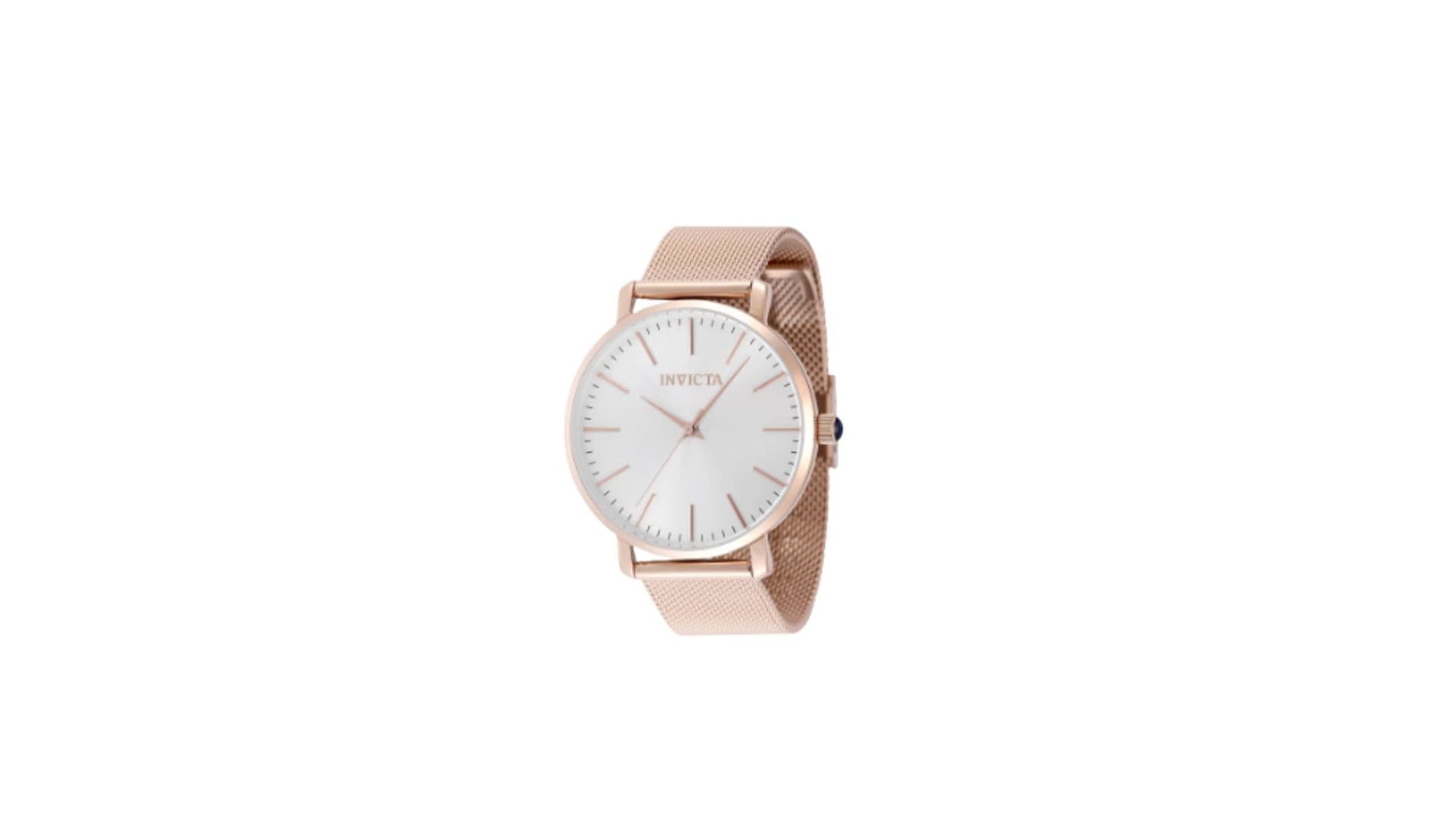 48847 Reloj Invicta para mujer, esfera plateada, brazalete de oro rosa