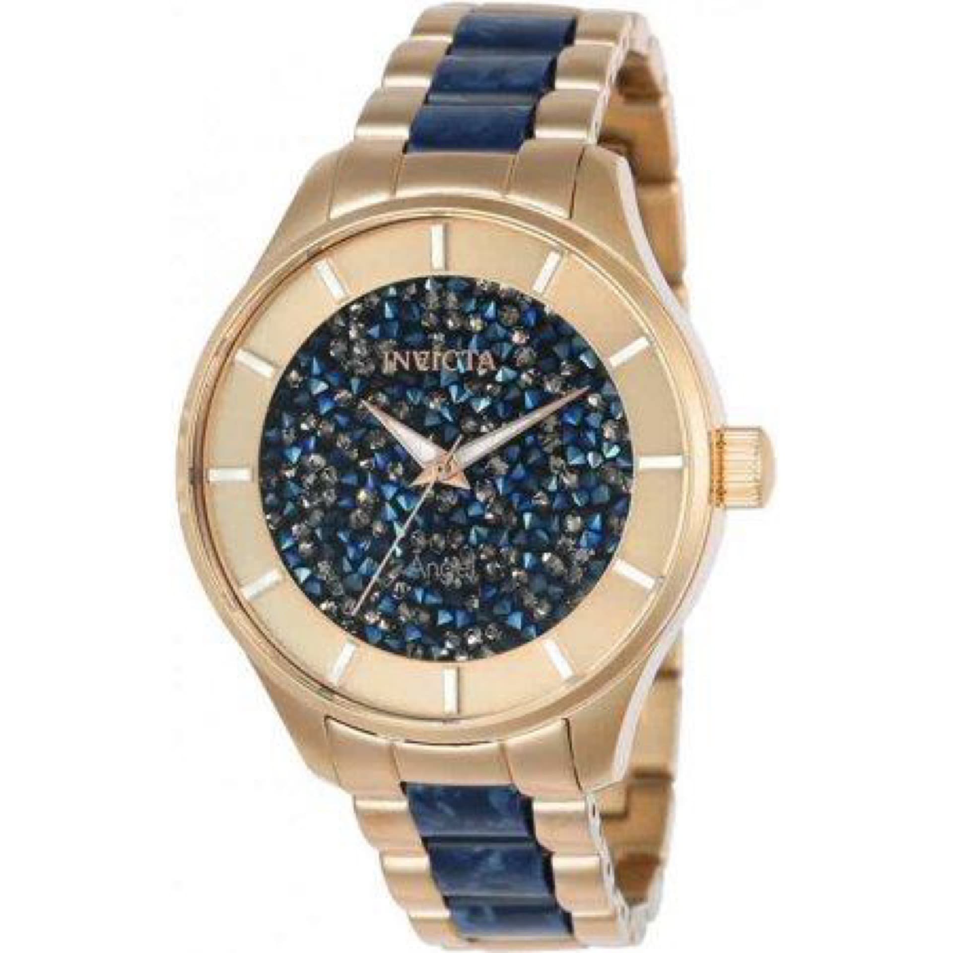 24662 Reloj analógico de cuarzo Invicta para mujer, modelo S Angel, color azul, con brazalete y caja de acero