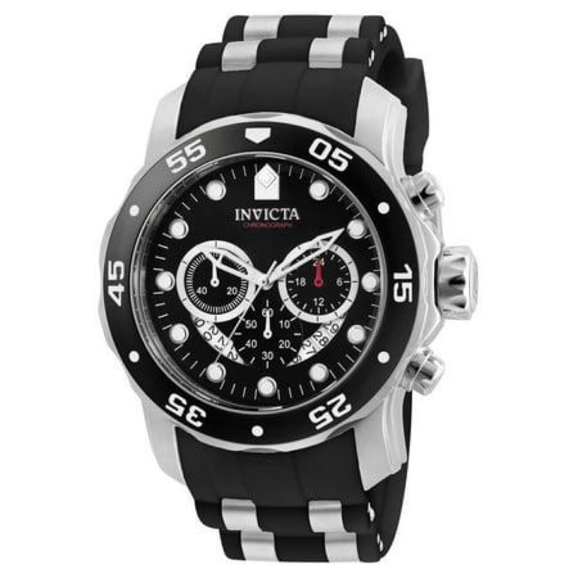 Invicta 6977 Pro Diver para hombre, talla S, 48 mm, acero inoxidable, esfera negra, VD53, cuarzo 6977